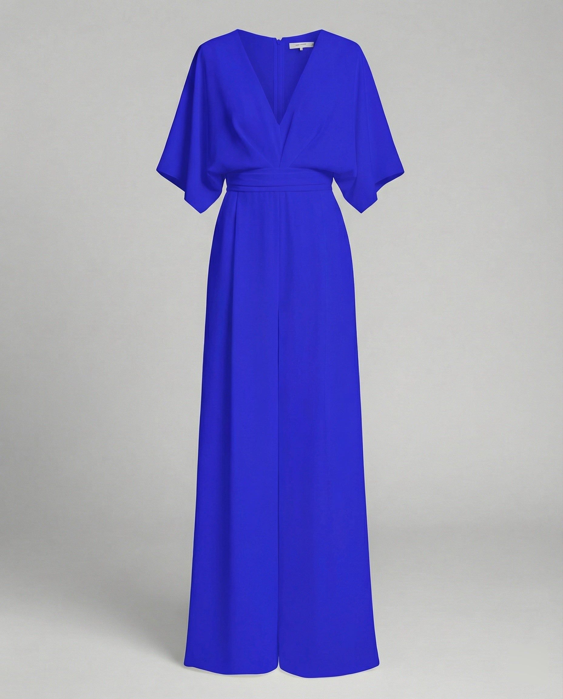 Elegant Short-Sleeved Jumpsuit with V-Neck in Blue – 12