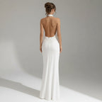 Embellished Halter Neck Wedding Guest Dress Formal White 10