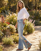 Embroidered Denim Flare Jeans Denim 6