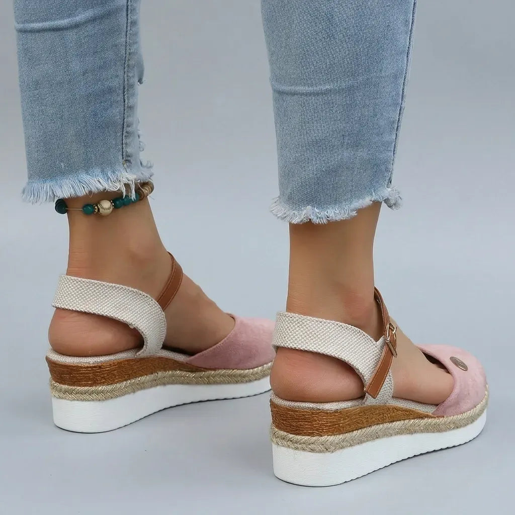 Espadrille Wedge Sandals Summer Pink 4