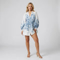 Women’s Floral V-Neck Long Sleeve Mini Dress