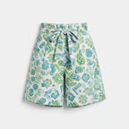 Women’s High Waist Printed Shorts with Tie Belt