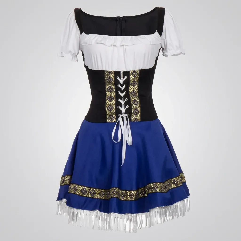 Festive Oktoberfest Dress with Bodice Detail Blue 4