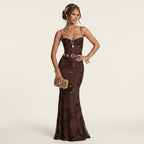 Figure-Hugging Full-Length Maxi Dress in Brown – 6