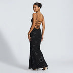 Figure-Hugging Full-Length Maxi Dress in Black – 8