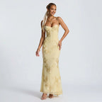 Figure-Hugging Full-Length Maxi Dress in Yellow – 9