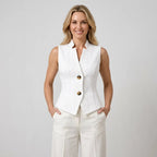 Fitted Knit Waistcoat with Buttons White 4