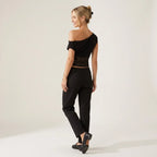 Fitted One Shoulder Top Cropped Lace Black 3