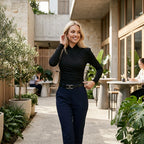 Fitted Long Sleeve Top with Mock Neck Black 2