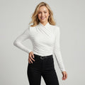 Fitted Long Sleeve Top with Mock Neck White 5