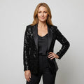 Fitted Sequin Jacket with Shawl Lapel Black 7