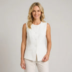 Fitted Sleeveless Waistcoat with Buttons White 6