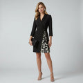 Wrap V Neck Dress with Long Sleeves White 4
