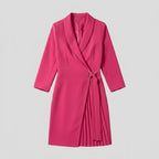 Wrap V Neck Dress with Long Sleeves Pink 6
