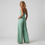 Fitted Wide Leg Jumpsuit with Spaghetti Straps Mint 1