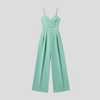 Fitted Wide Leg Jumpsuit with Spaghetti Straps Mint 4