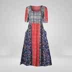 Floral Boho Midi Dress with Short Sleeves Pink 9