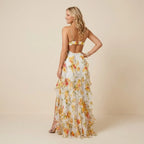 Floral Tiered Ruffle Maxi Dress Yellow 3