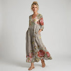 Flowy Midi Dress with Pockets Beige 8