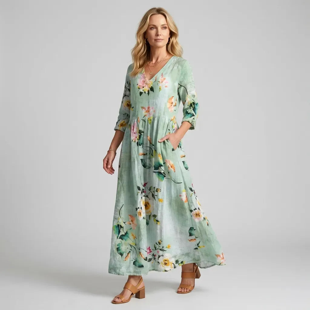 Flowy Midi Dress with Pockets Mint 9