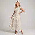 Flowy Polka Dot Maxi Dress with Sleeves White 3