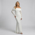 Formal Off-the-Shoulder Lace Maxi Dress White 4