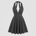 Halter Backless Polka Dot Mini Dress Black 2