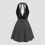 Halter Backless Polka Dot Mini Dress Black 3