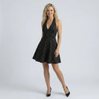 Halter Backless Polka Dot Mini Dress Black 4