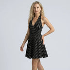 Halter Backless Polka Dot Mini Dress Black 5