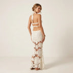 Halter Neck Crochet Dress Resort Wear White 3
