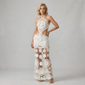 Halter Neck Crochet Dress Resort Wear White 5