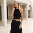 Halter Top and Skirt Set for Beach Black 3