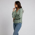 Women's V-Neck Blouse Long Sleeve