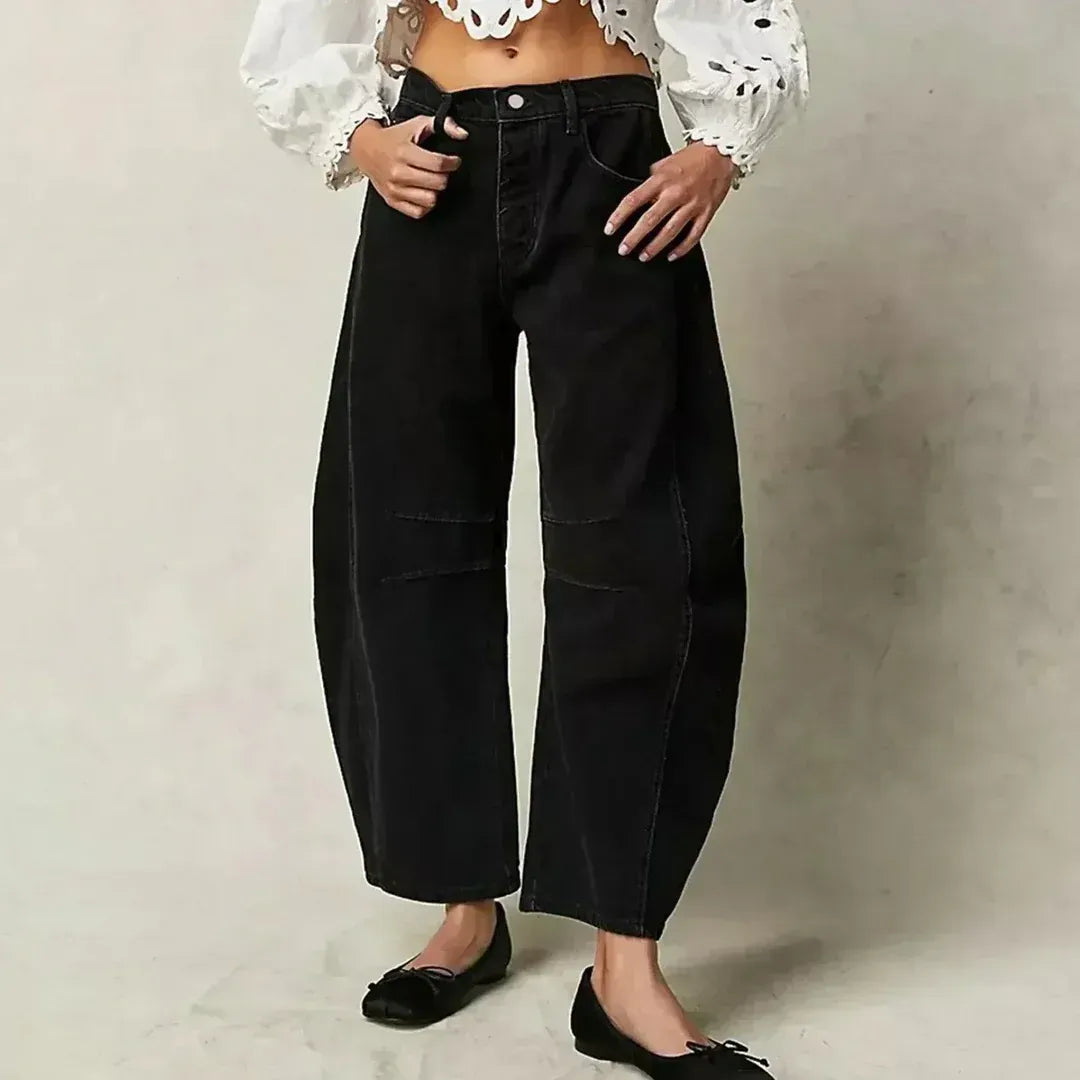 High Waisted Baggy Jeans with Pockets Black 4