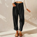 High Waisted Corduroy Baggy Jeans Ankle Length Black 2