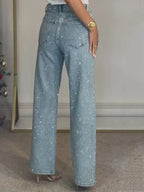 High Waisted Denim Baggy Jeans with Pockets Light Blue 3