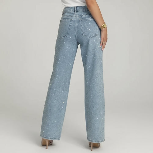 High Waisted Denim Baggy Jeans with Pockets Light Blue 3