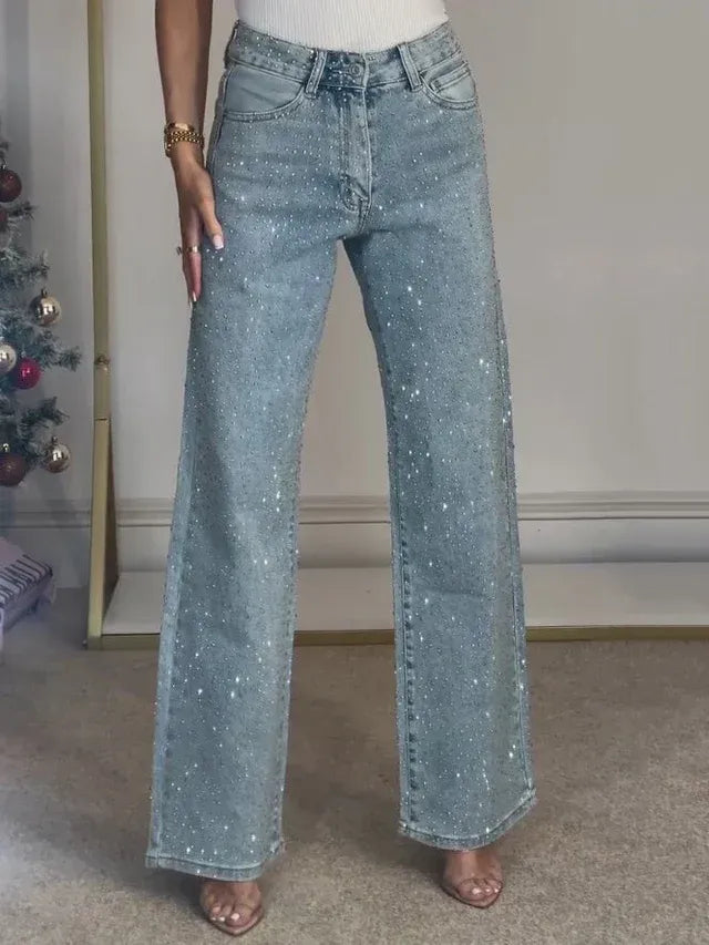High Waisted Denim Baggy Jeans with Pockets Light Blue 4