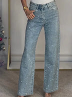 High Waisted Denim Baggy Jeans with Pockets Light Blue 5