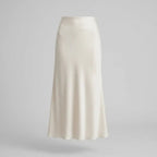 High Waisted Satin Maxi Skirt White 4
