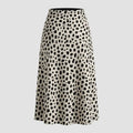 High Waisted Satin Midi Slip Skirt Animal Print Black 1