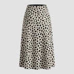 High Waisted Satin Midi Slip Skirt Animal Print Black 1