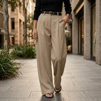 High Waisted Wide Leg Trouser with Pockets Beige 1