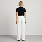 High Waisted Wide Leg Trouser with Pockets White 3