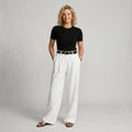 High Waisted Wide Leg Trouser with Pockets White 4