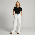 High Waisted Wide Leg Trouser with Pockets White 4
