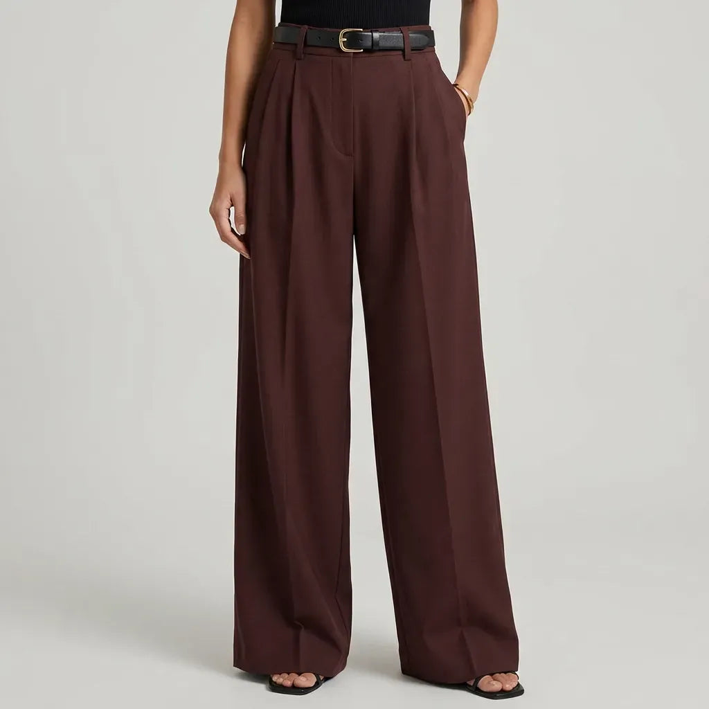 High Waisted Wide Leg Trouser with Pockets Brown 5
