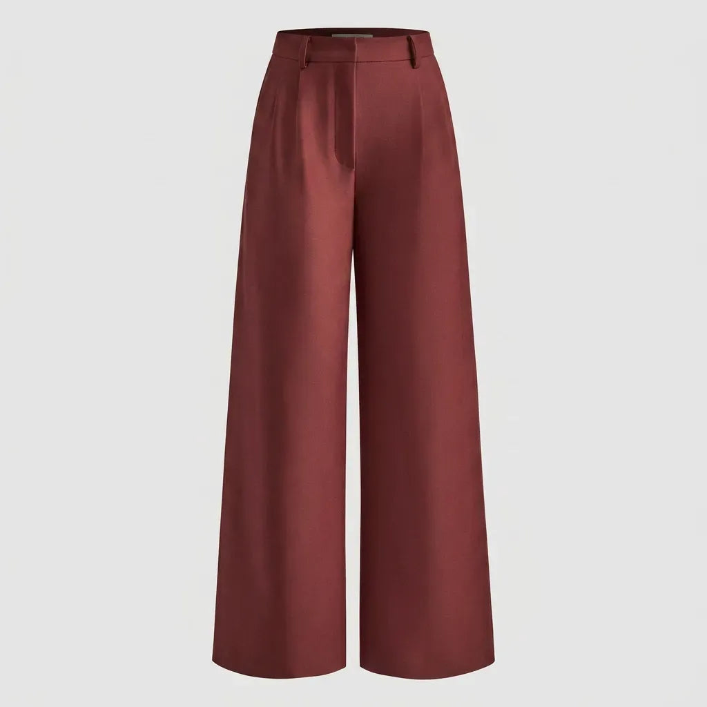 High Waisted Wide Leg Trouser with Pockets Red 7