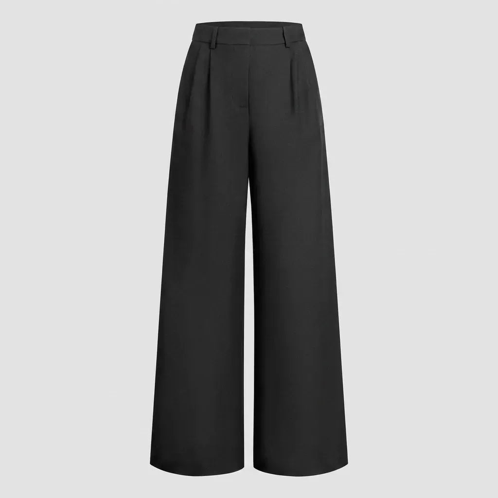 High Waisted Wide Leg Trouser with Pockets Black 8